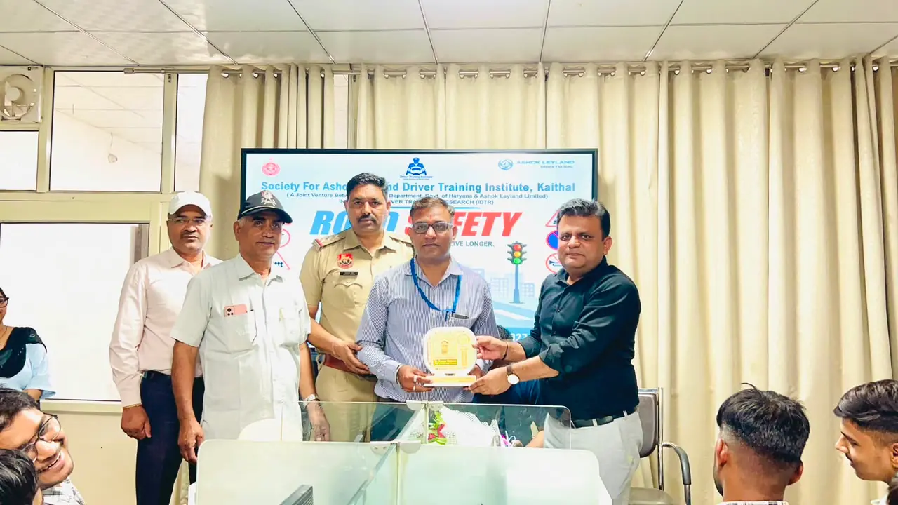 Memento presented to the guest speakers at the road safety workshop in Kaithal